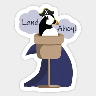 Land Ahoy! Pirate Puffin in a Lookout Sticker